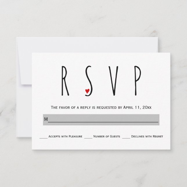 Typographie moderne bleu, mariage gris carte RSVP (Devant)