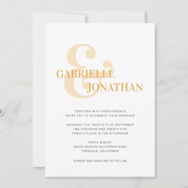 Typographie moderne Bold Invitation Mariage jaune (Devant)