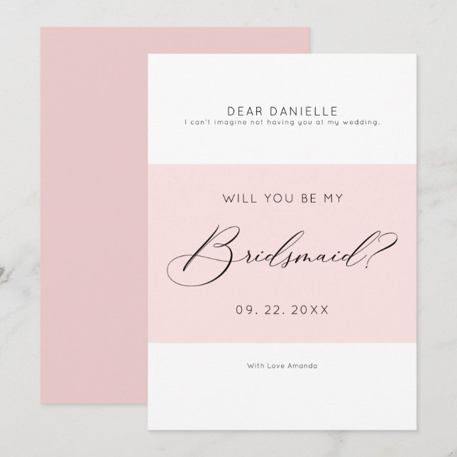 Typographie moderne Bridesmaid invitation minimali (Devant / Derrière)
