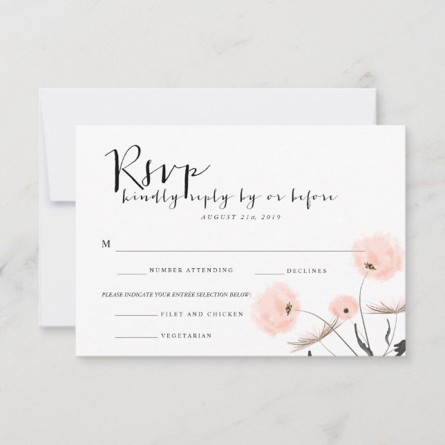 Typographie moderne Dandelion Wedding Carte RSVP (Devant)