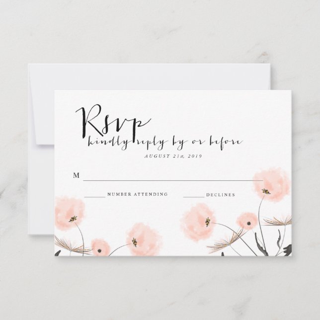 Typographie moderne Dandelion Wedding Carte RSVP (Devant)