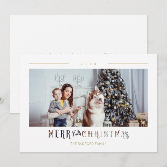 Typographie moderne de Joyeux Noël avec photo pers (Devant / Derrière)