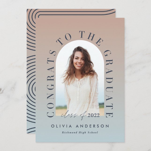 Typographie moderne dégradé photo graduation de l' (Devant / Derrière)