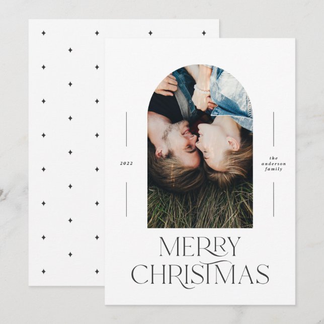 Typographie moderne et élégante noir + blanc noël (Devant / Derrière)