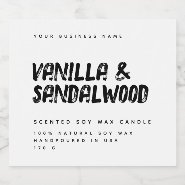 Typographie moderne étiquette à bougie de soja bla (Étiquettes simples)