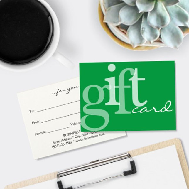Typographie moderne Gras Carte Cadeau Blanc Vert (Créateur téléchargé)