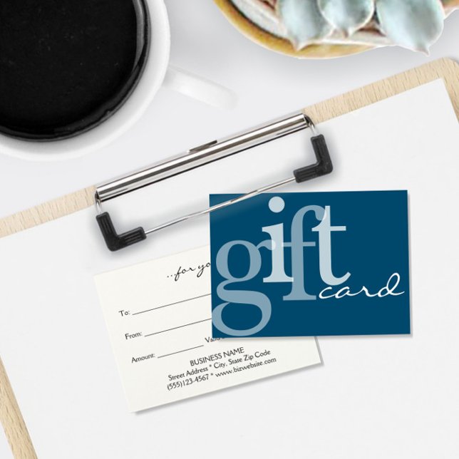 Typographie moderne Gras Carte Cadeau Bleu Profond (Créateur téléchargé)
