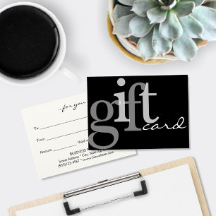 Typographie moderne Gras Carte cadeau noir blanc