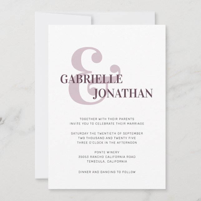 Typographie moderne Gras Cassis Purple Mariage (Devant)