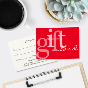 Typographie moderne Gras Rouge Blanc Carte Cadeau