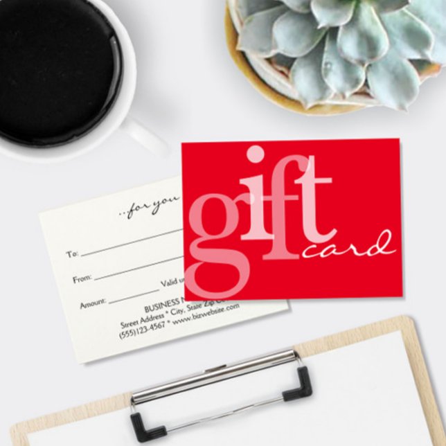 Typographie moderne Gras Rouge Blanc Carte Cadeau (Créateur téléchargé)