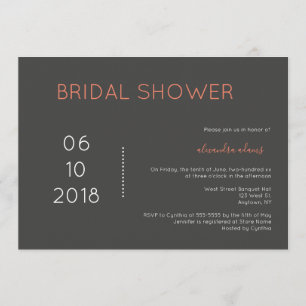 Typographie moderne invitation à la douche nuptial