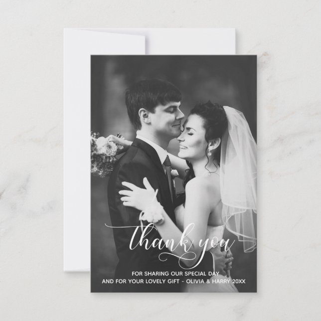 Typographie moderne Mariage Merci Carte photo (Devant)