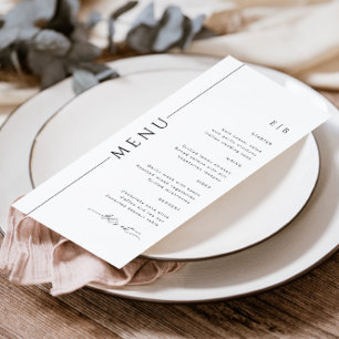 Typographie moderne Menu Mariage noir et blanc