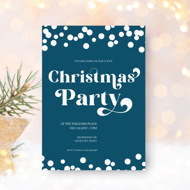 Typographie moderne Noël Invitation (Christmas Holiday Party in a winter blue color to celebrate Xmas! Personalize online today)