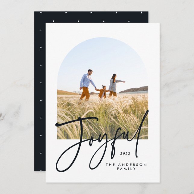 Typographie moderne noir & blanc 1 photo Noël (Devant / Derrière)