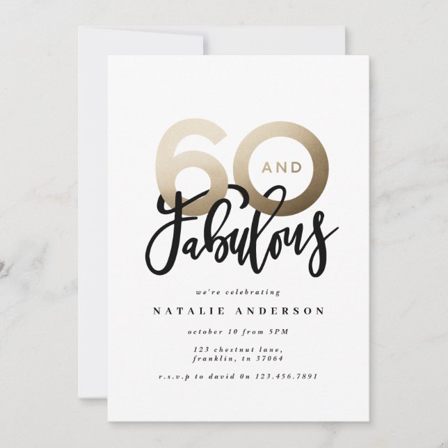 Typographie moderne noir et or 60e anniversaire (Devant)