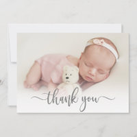 Typographie moderne Nouveau-né Baby Photo Merci