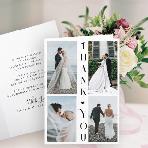 Typographie moderne photo collage mariage merci
