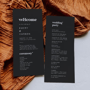 Typographie moderne   Programme de mariage gris ch