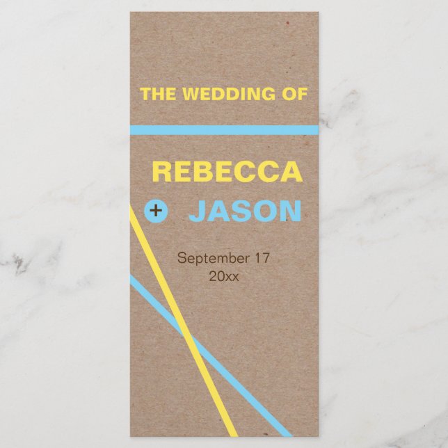 Typographie moderne & programme de mariage rayé