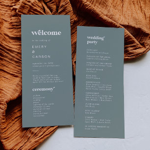 Typographie moderne   Programme de mariage vert Sa