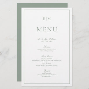 Typographie moderne Sage Vert Monogramme Mariage M