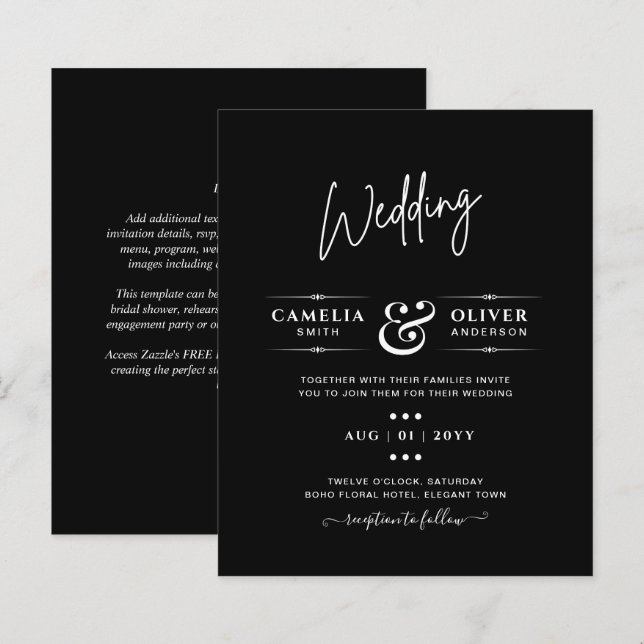 Typographie moderne simple Coloris à thème Mariage (Devant / Derrière)