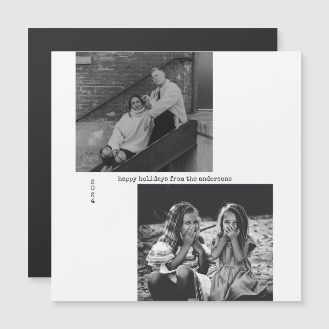 Typographie noir blanc minimaliste Noël (Devant / Derrière)