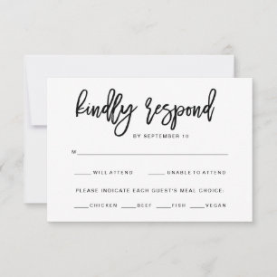 Typographie Noir et Blanc Choix de Repas RSVP