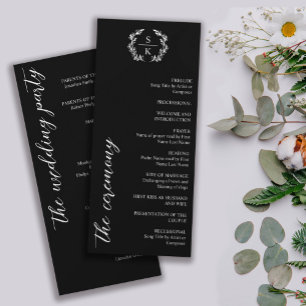 Typographie noire Laurel Wreath Monogram Mariage