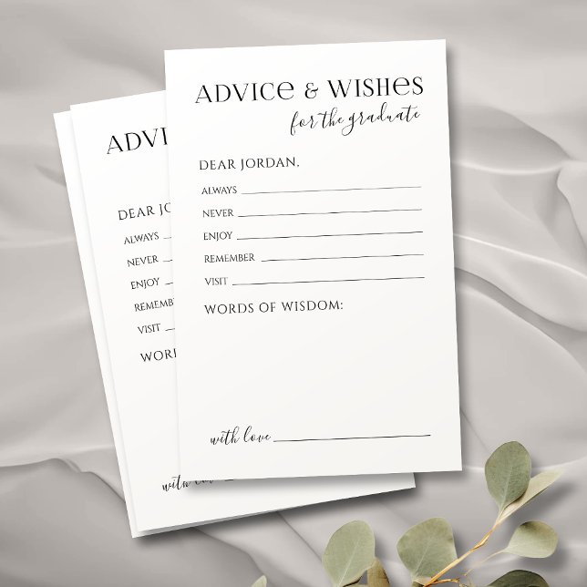 Typographie noire Moderne Conseils et souhaits des (Black Typography Modern Graduate advice & wishes)