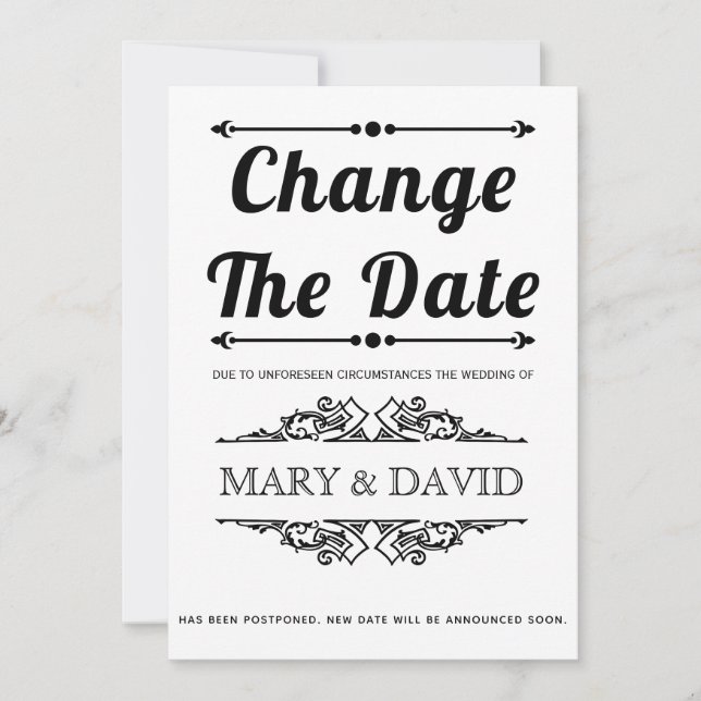 Typographie noire Modifier le faire-part de date (Devant)