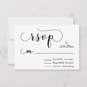Typographie noire sur élégant RSVP simple blanc