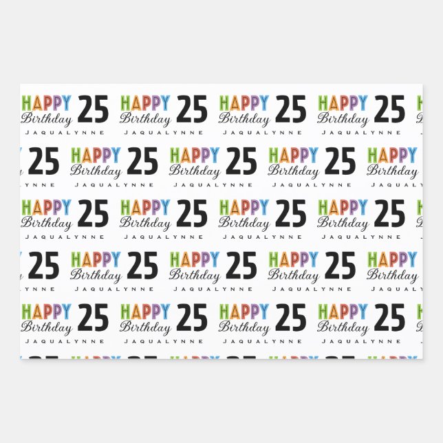 Typographie Nom Anniversaire Papier d'enveloppemen (Devant)