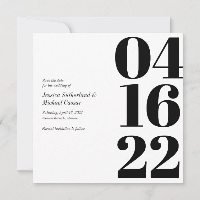 Typographie numérique noir et blanc, carte de sauv (Devant)