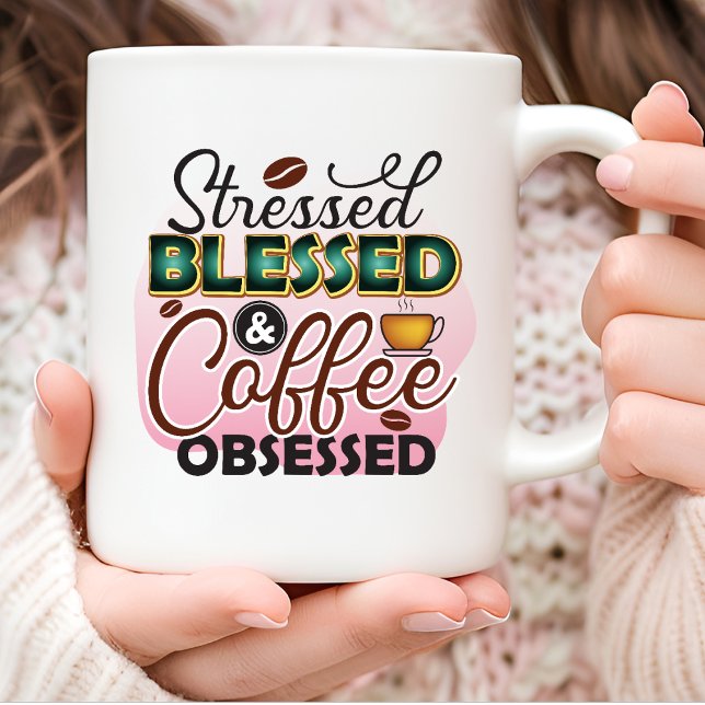 Typographie Obsédée Stress Blessé Mug Café (Créateur téléchargé)