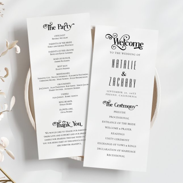 Typographie officielle Programme de mariage noir b (Créateur téléchargé)