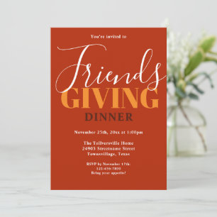 Typographie Orange Friendsgiving Dîner Invitation