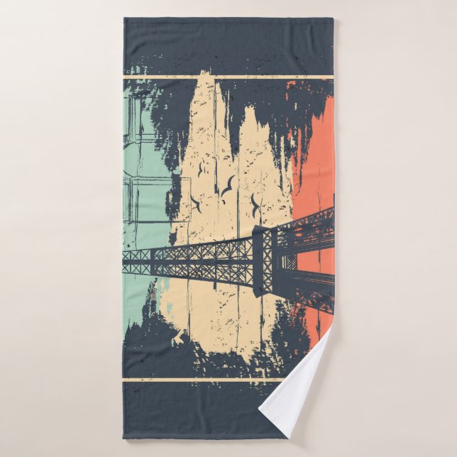 Typographie parisienne : affiche Eiffel abstraite. (Serviette de bain)