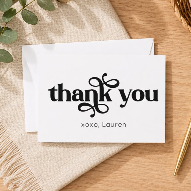 Typographie Personnalisée Merci à Plat (Personalized Thank You Card)