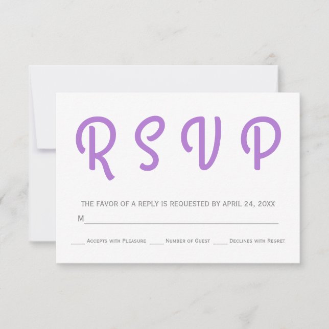 Typographie polka dot lavande mariage RSVP (Devant)