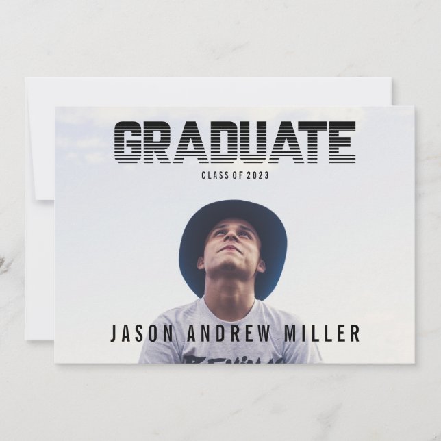 Typographie rayée Gras faire-part de garçon diplôm (Devant)