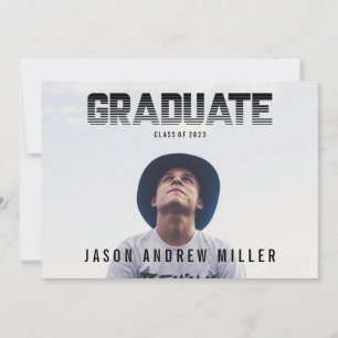 Typographie rayée Gras faire-part de garçon diplôm