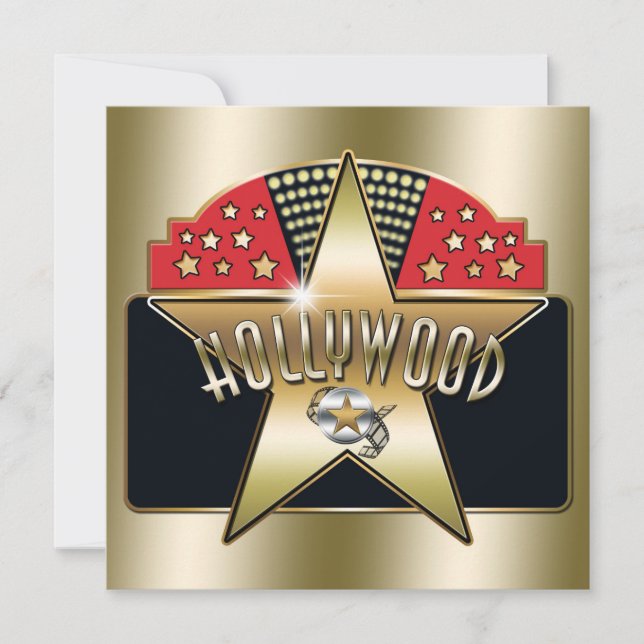 Typographie Rétro Hollywood Ancien Doré Invitation (Devant)