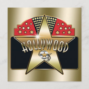 Typographie Rétro Hollywood Ancien Doré Invitation