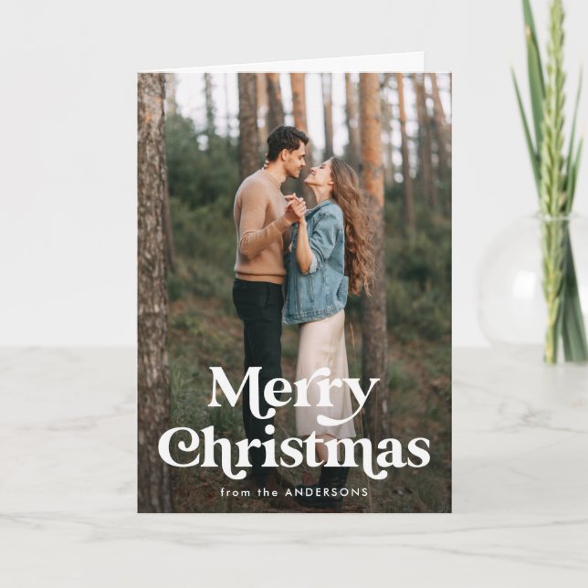 Typographie rétro Joyeux Carte photo de Noël (Devant)