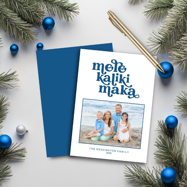 Typographie rétro Mele Kalikimaka Photo de Noël (Retro Typography Mele Kalikimaka Christmas Photo Card)