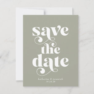 Typographie rétro Sage mariage vert Enregistrer la