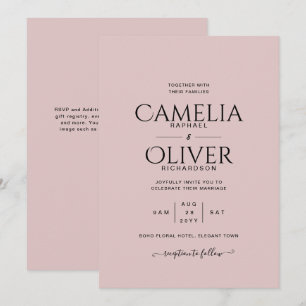 Typographie Rose Dusty uniquement Faire-part de ma